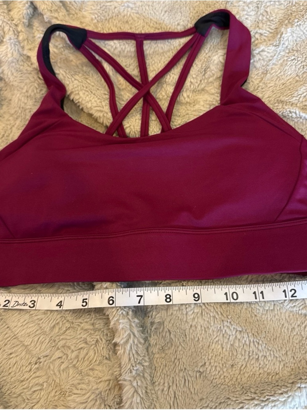Strappy Back Sports Bra in Wine Red